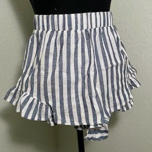 Blue and White Flare Shorts - Copper Closet